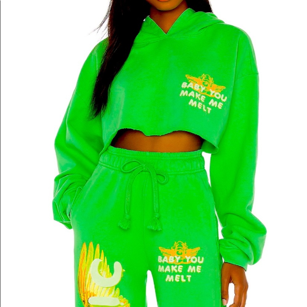 Green, cropped, boys lie hoodie!